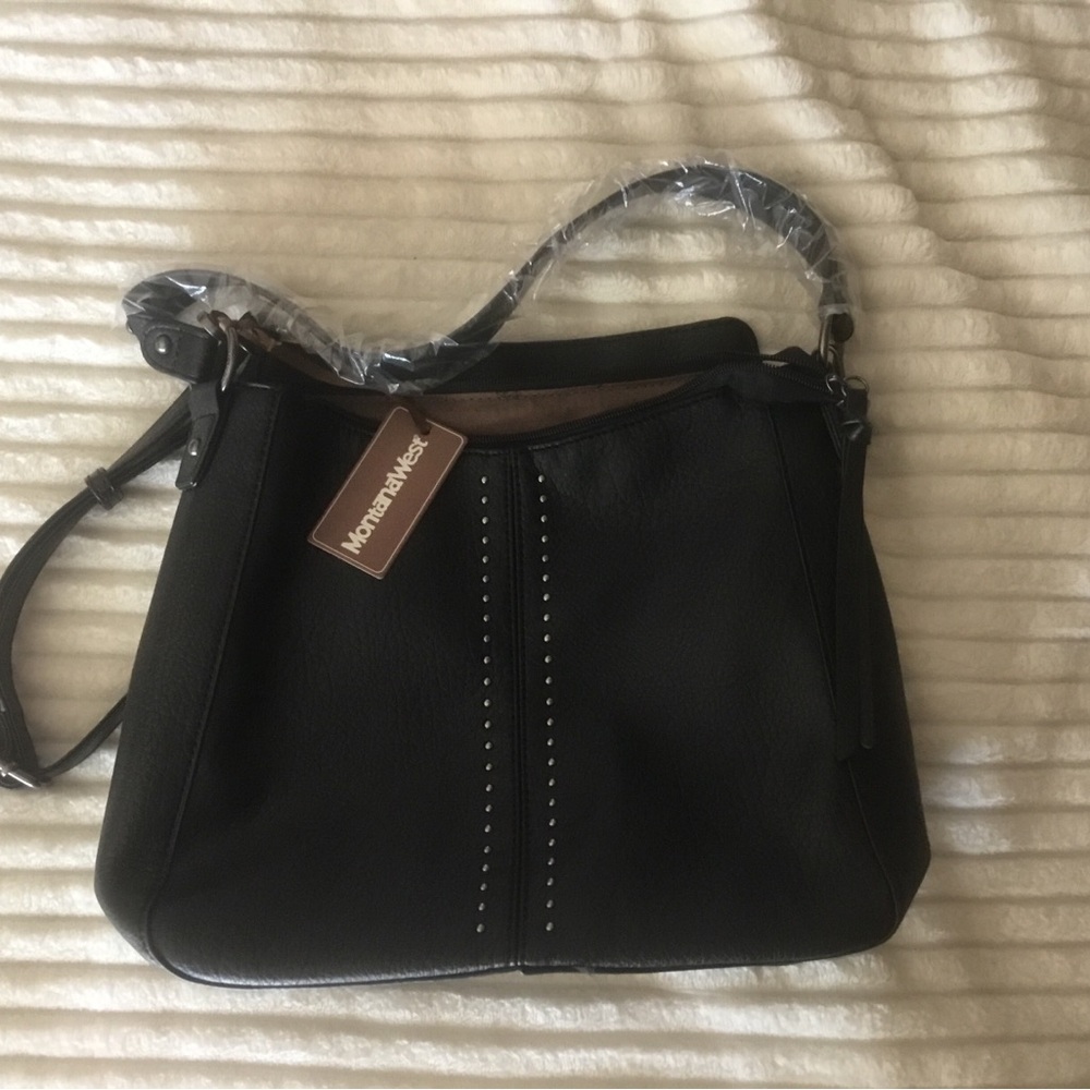Montana West Black Women's Shoulder Bag with Front Zip